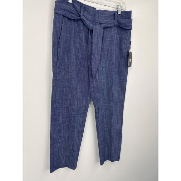 DKNY Trouser Belted Crop Pant High Seas Blue 10 Petite NEW - Picture 3 of 7